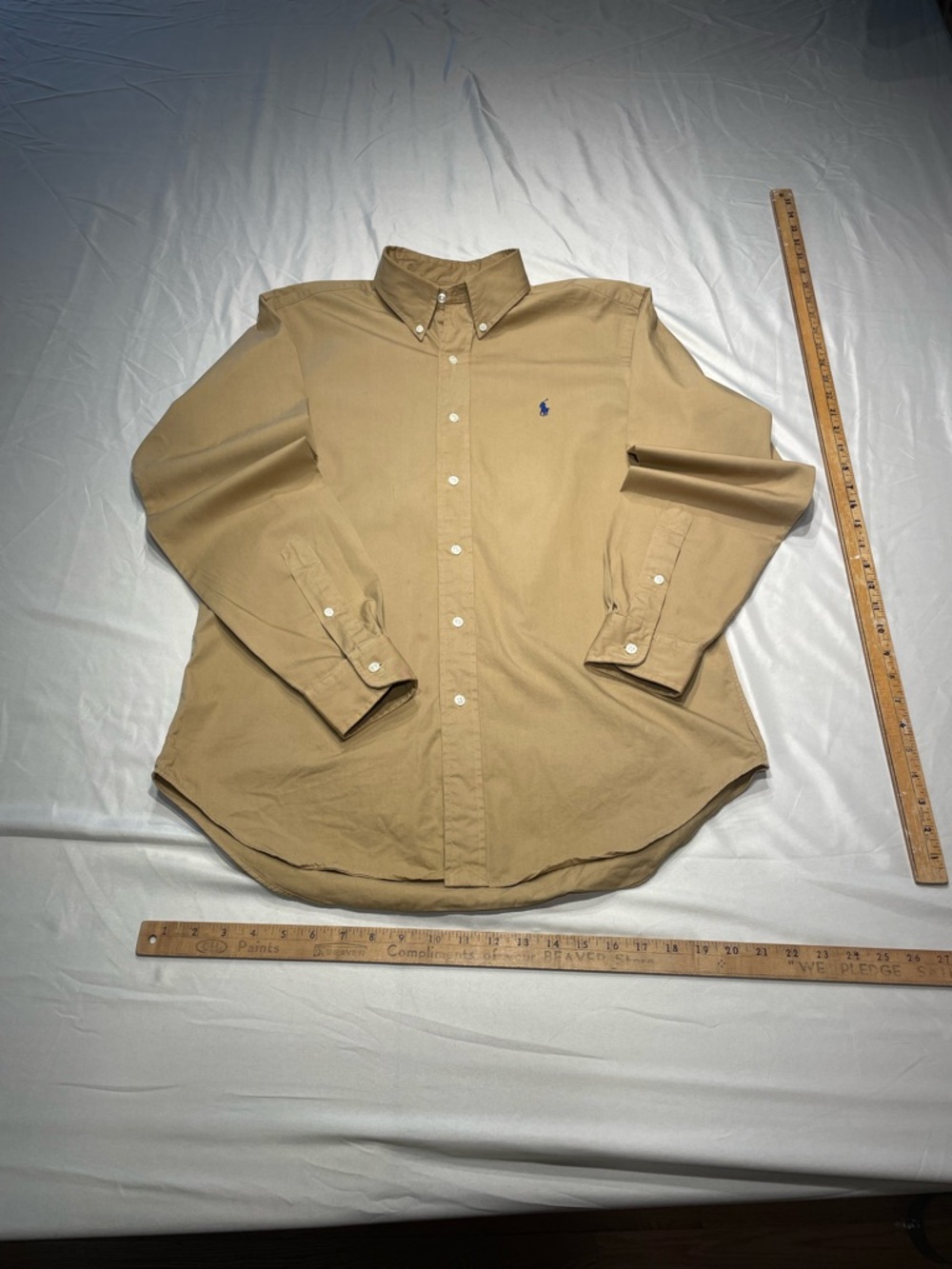 Polo by Ralph Lauren Tan Button-Down Shirt with Navy Pony